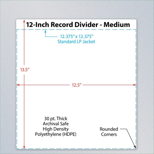 12 INCH RECORD DIVIDERS - MEDIUM - WHITE