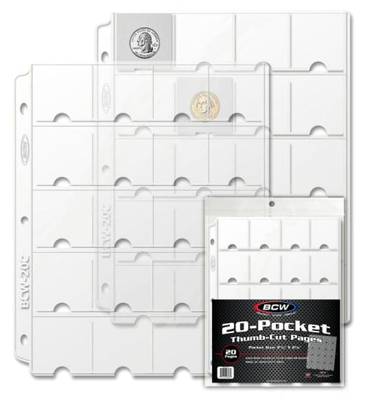 VINYL 20-POCKET PAGES WITH THUMB CUT (20 CT. PACK)