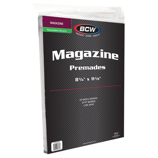 PREMADE RESEALABLE MAGAZINE BAG AND BOARD - 25 CT PACK
