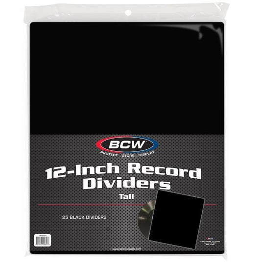 12 INCH RECORD DIVIDERS - TALL - BLACK