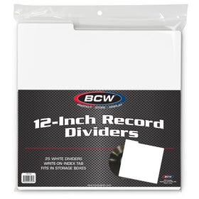 12 INCH RECORD DIVIDERS - WHITE