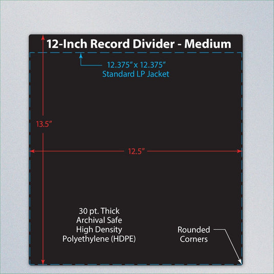 12 INCH RECORD DIVIDERS - MEDIUM - BLACK