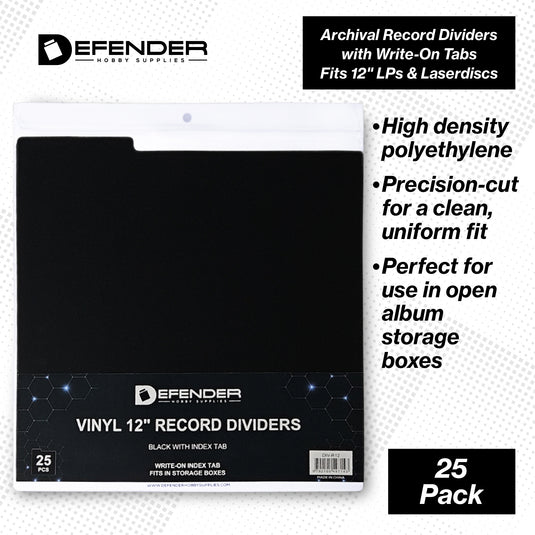 12 INCH RECORD DIVIDERS - BLACK