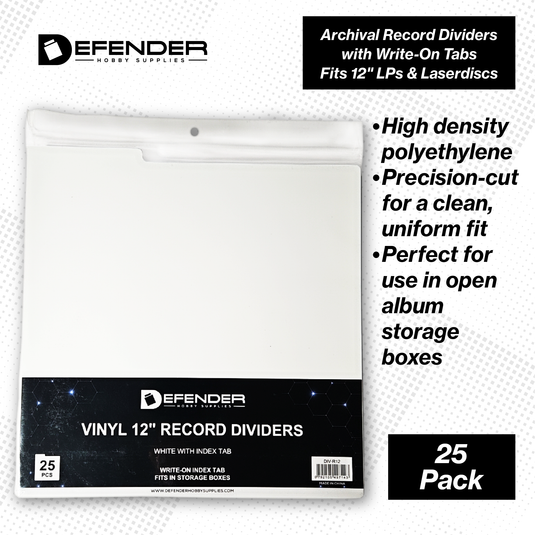 12 INCH RECORD DIVIDERS - WHT