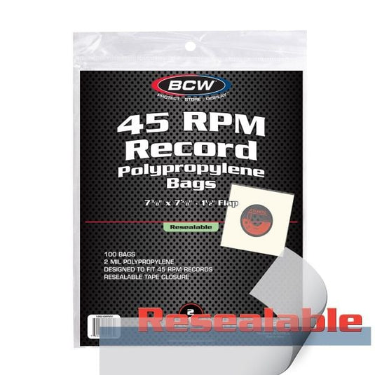 RESEALABLE 45 RPM BAGS - 7 3/8 X 7 5/8