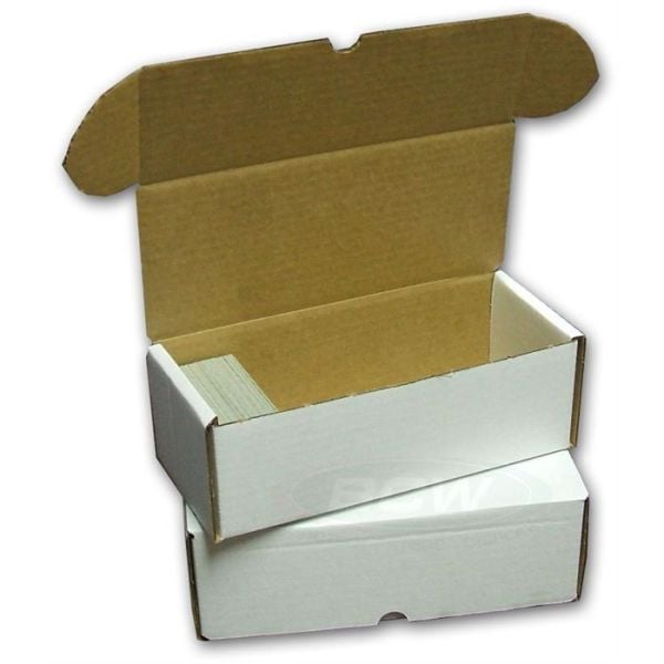 2 Count Box 2 BCW 500 count boxes, one closed, one open partially filled with cards ...
