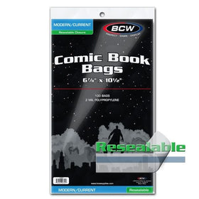 RESEALABLE CURRENT/MODERN COMIC BAGS - 6 7/8 X 10 1/2