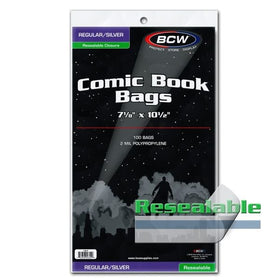 RESEALABLE SILVER/REGULAR COMIC BAGS - 7 1/8 X 10 1/2