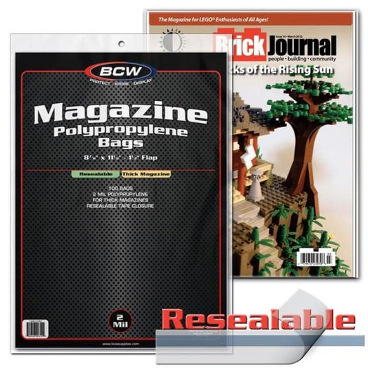 RESEALABLE MAGAZINE BAGS - THICK - 8 7/8 X 11 1/8