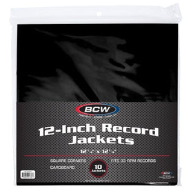 CARDBOARD RECORD JACKET 12 INCH-NO HOLE-BLACK