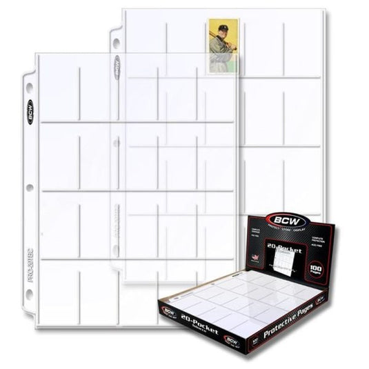 Pack of 100 BCW 20-pocket pages over 2 individual pages with card ...