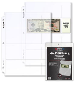 PRO 4-POCKET CURRENCY PAGE (20 CT. PACK)