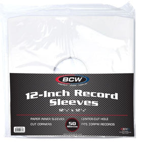 PAPER RECORD INNER SLEEVES 12 INCH-CUT CORNERS-WHITE