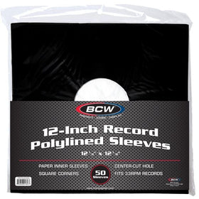 PAPER RECORD SLEEVES 7-INCH-POLYLINED-SQUARE CORNERS-BLACK