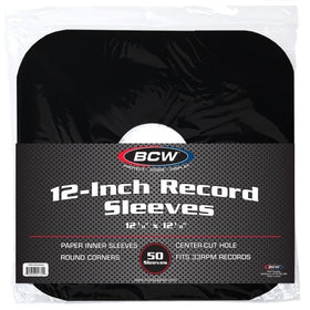 PAPER RECORD INNER SLEEVES 12 INCH-ROUNDED CORNERS-BLACK