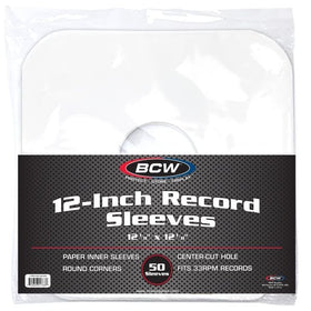 PAPER RECORD INNER SLEEVES 12 INCH-ROUNDED CORNERS-WHITE