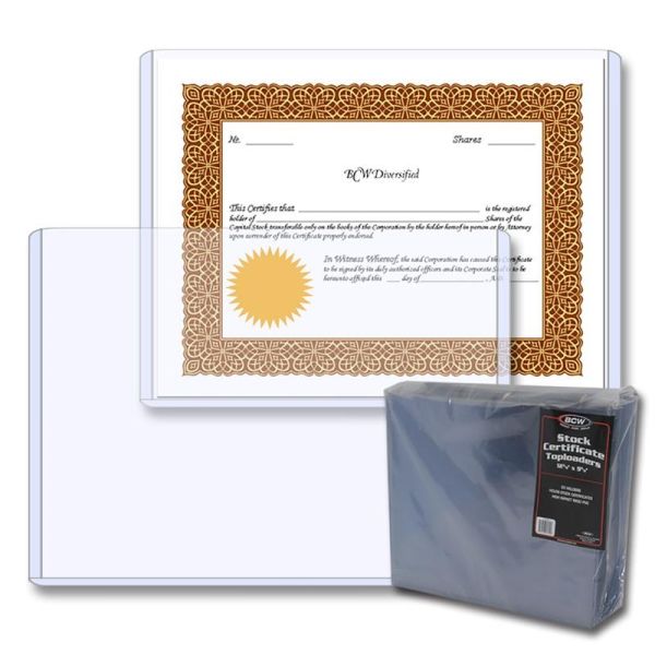 Pack of BCW Stock Certificate Toploaders over single toploader and ...